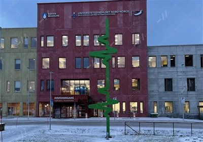 Nieuwste geïnstalleerde geverfde roestvrijstalen sculptuur