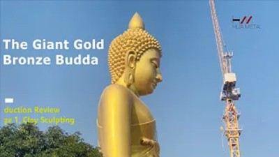 Herziening van het gigantische bronzen Boeddhabeeld in Thailand